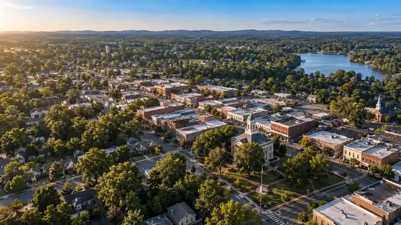 Aerial view of Lexington, NC